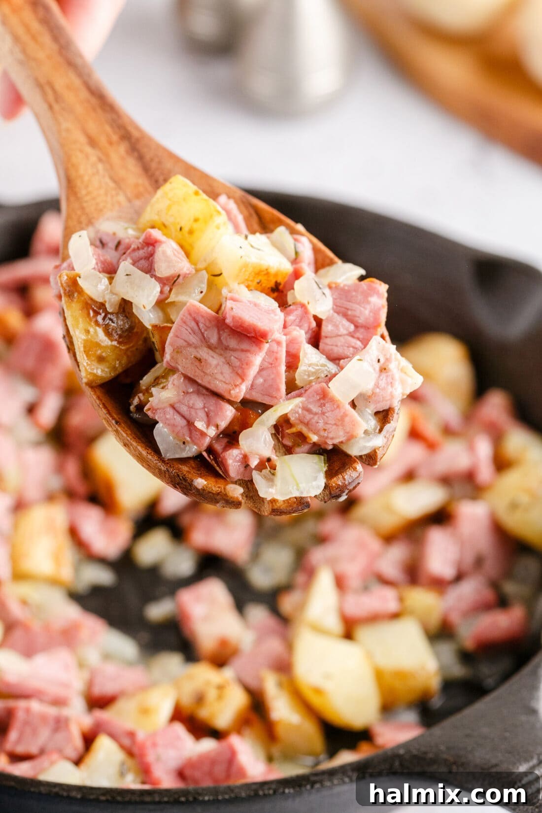 Sizzling Corned Beef and Potato Medley 10 Spoonful of Corned Beef Hash with perfectly browned potatoes