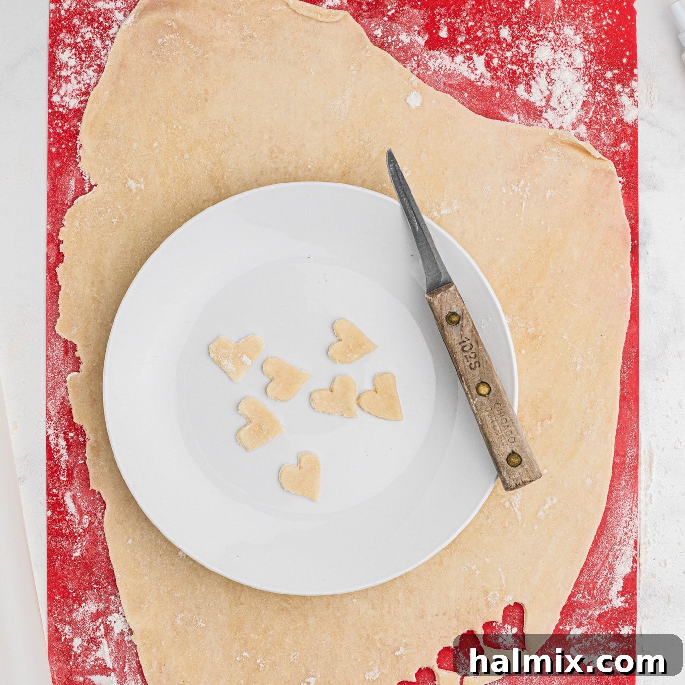 small pie dough shaped hearts