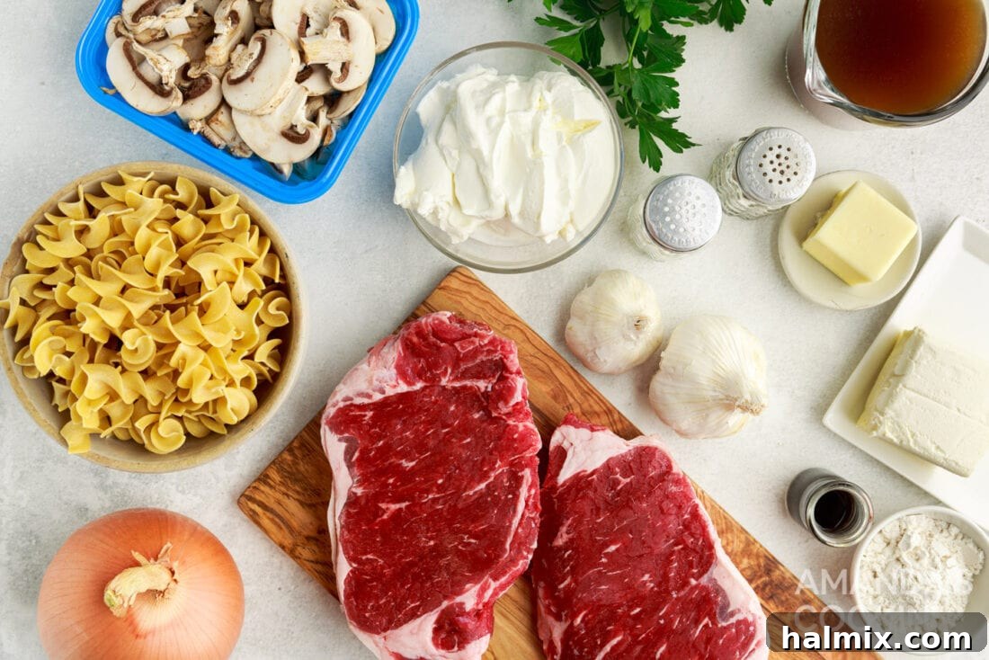 Crockpot Beef Stroganoff ingredients