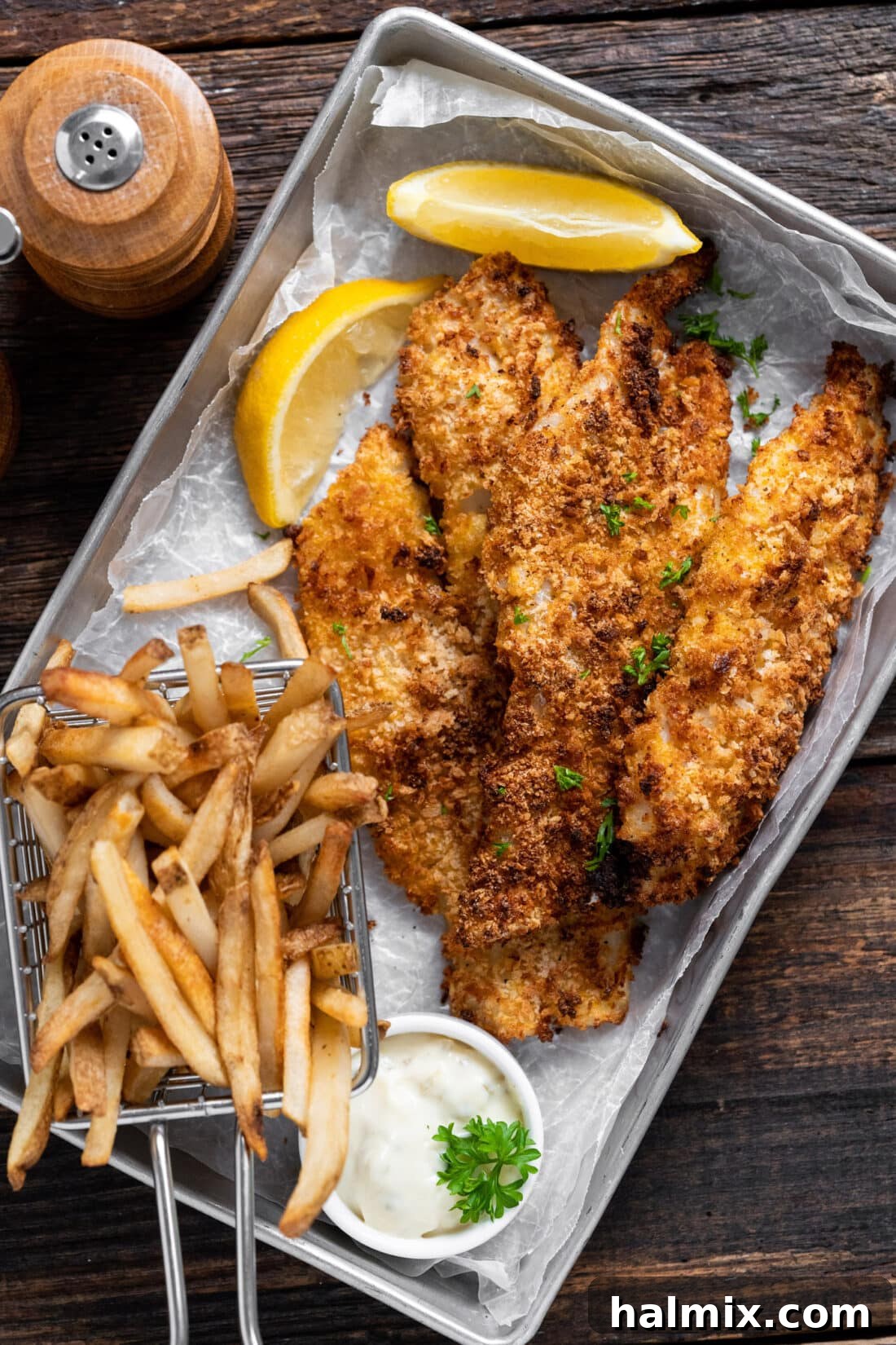 Crispy Air Fryer Fish served with a side of golden french fries