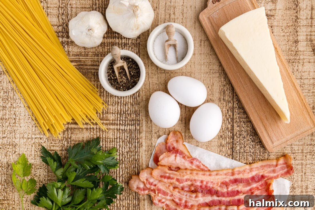 Pasta Carbonara ingredients