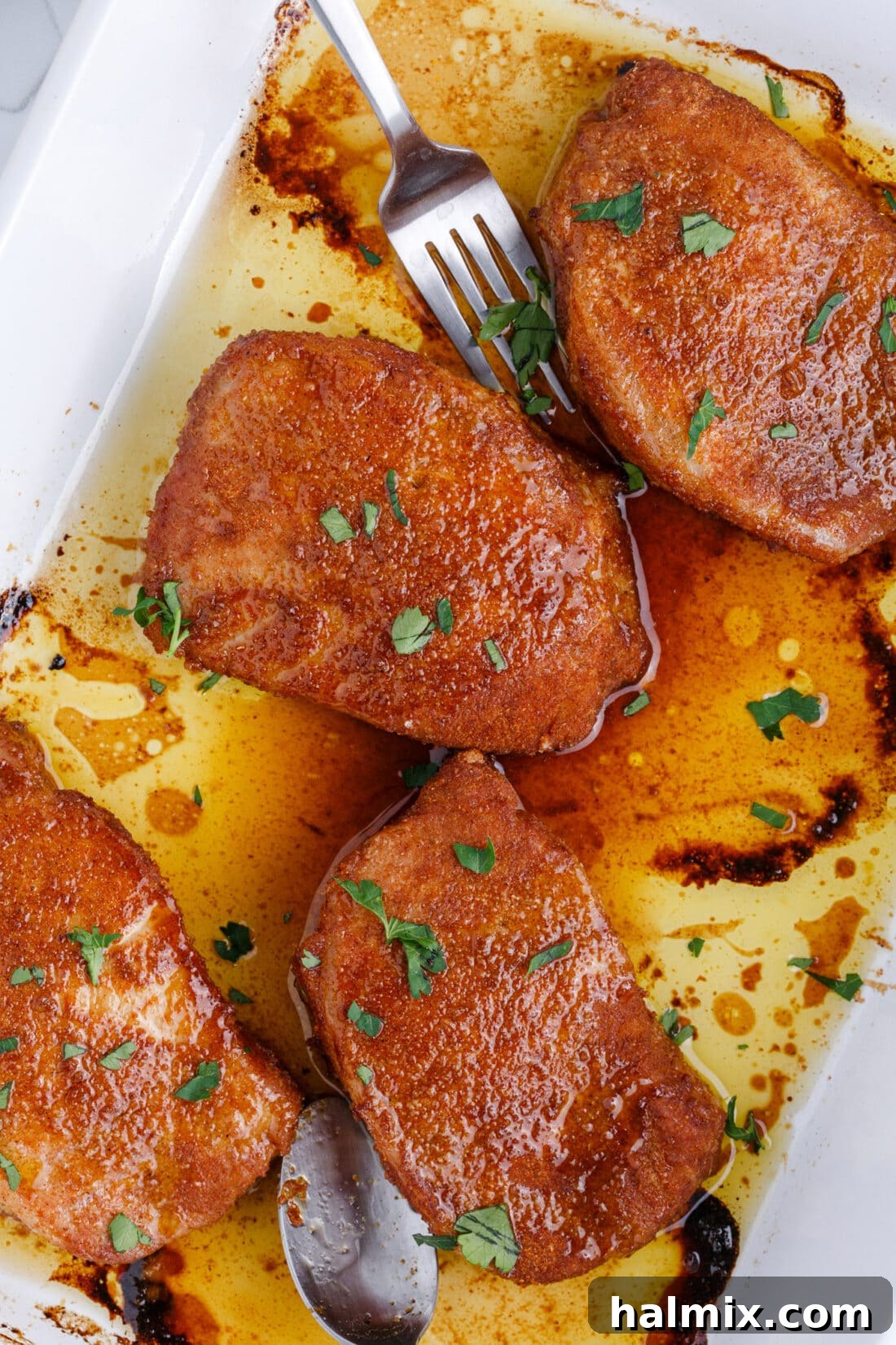 Baked Pork Chops in a pan