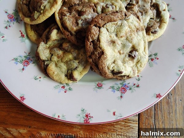 A plate featuring both classic and chocolate swirl double stack cookies, showcasing the delightful half-and-half appearance.