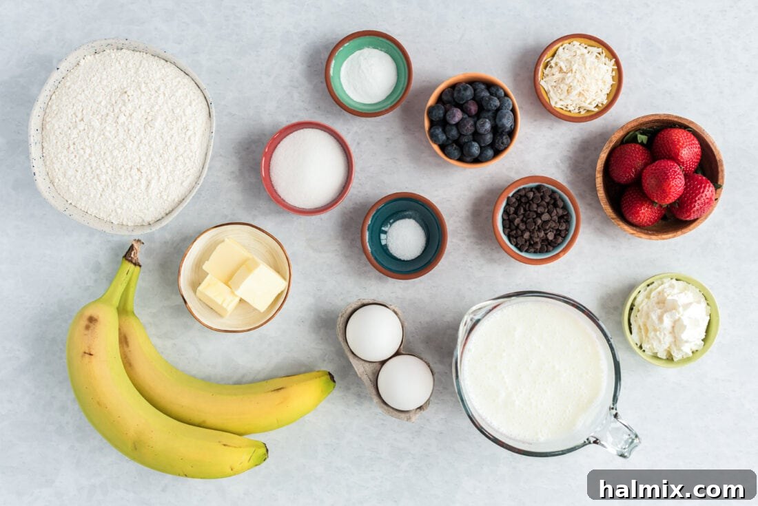Ingredients laid out for Bunny Butt Pancakes