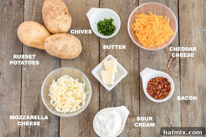 ingredients for twice baked potatoes