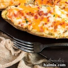 twice baked potato sitting on metal pan