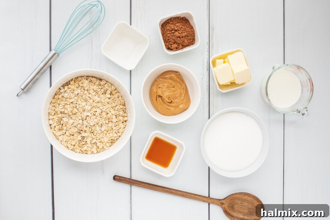 Chocolate No Bake Cookies ingredients