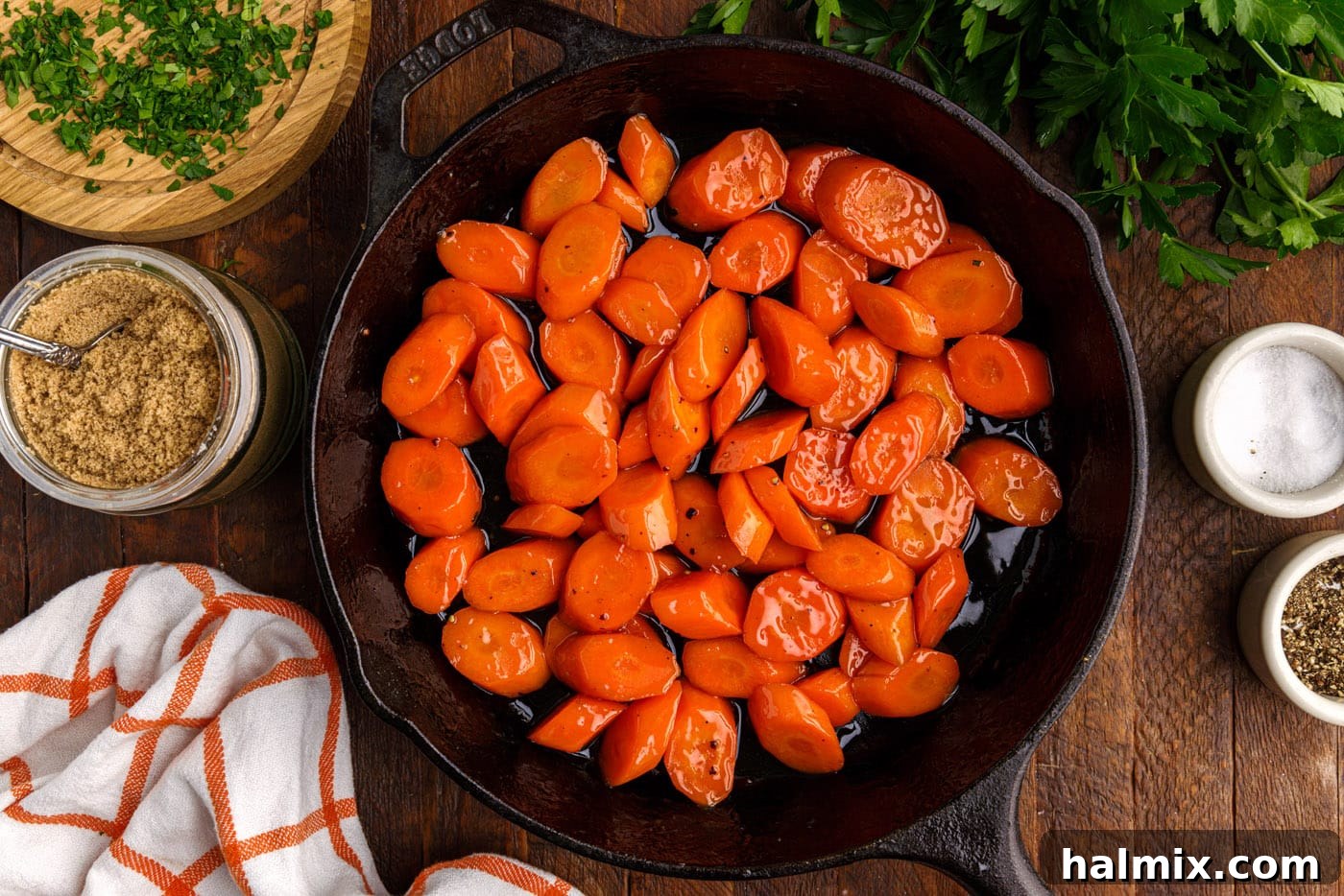 glazed carrots on the stovetop