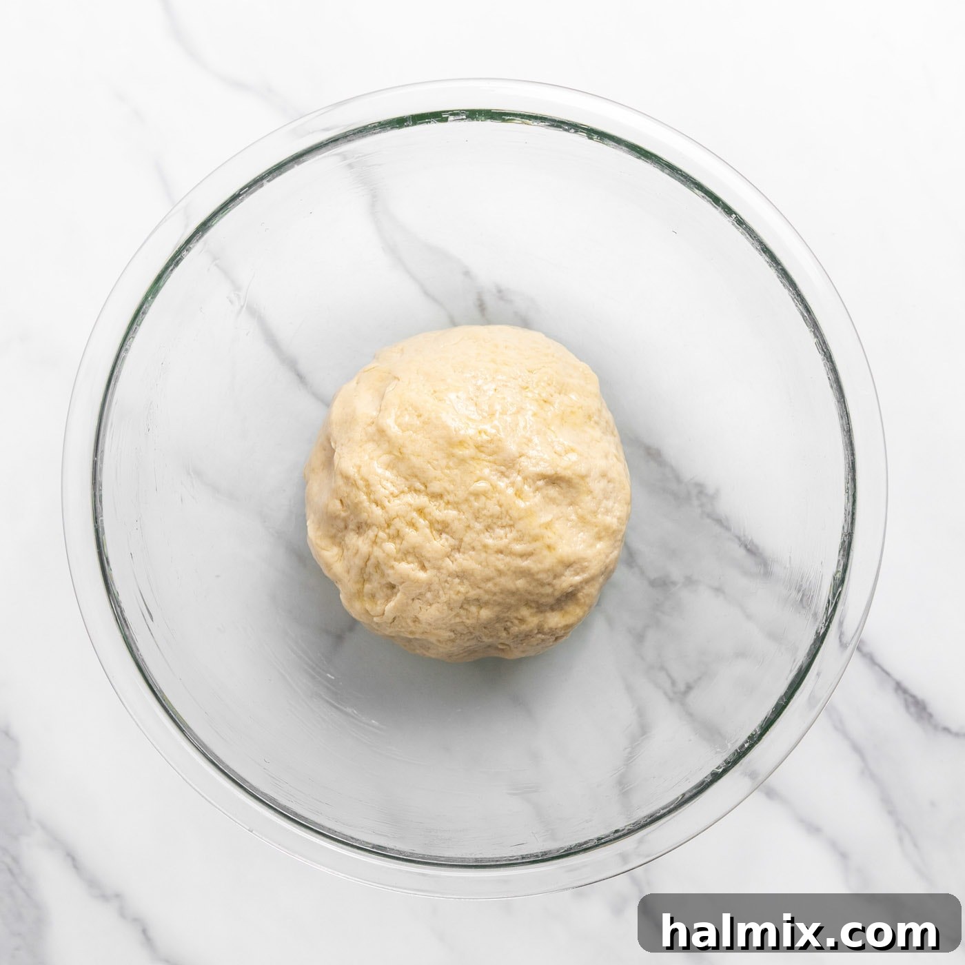dough ball in a mixing bowl