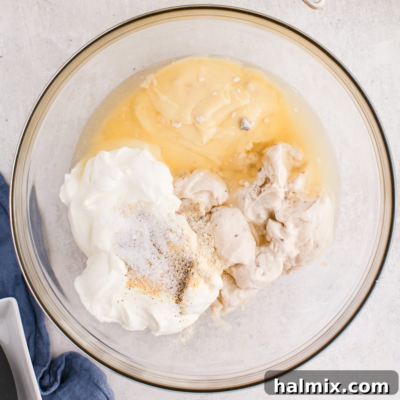 Creamy Baked Chicken Tetrazzini 5 chicken tetrazzini ingredients in a mixing bowl