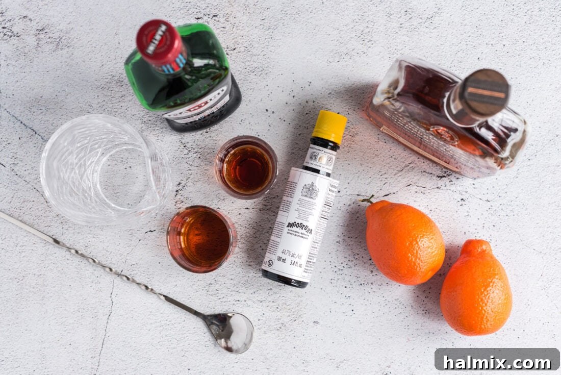 ingredients to make a Manhattan Cocktail