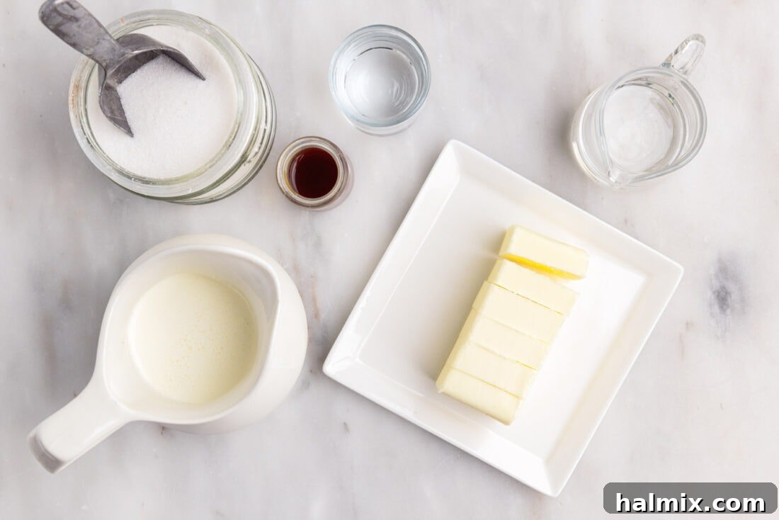 Caramel Sauce ingredients