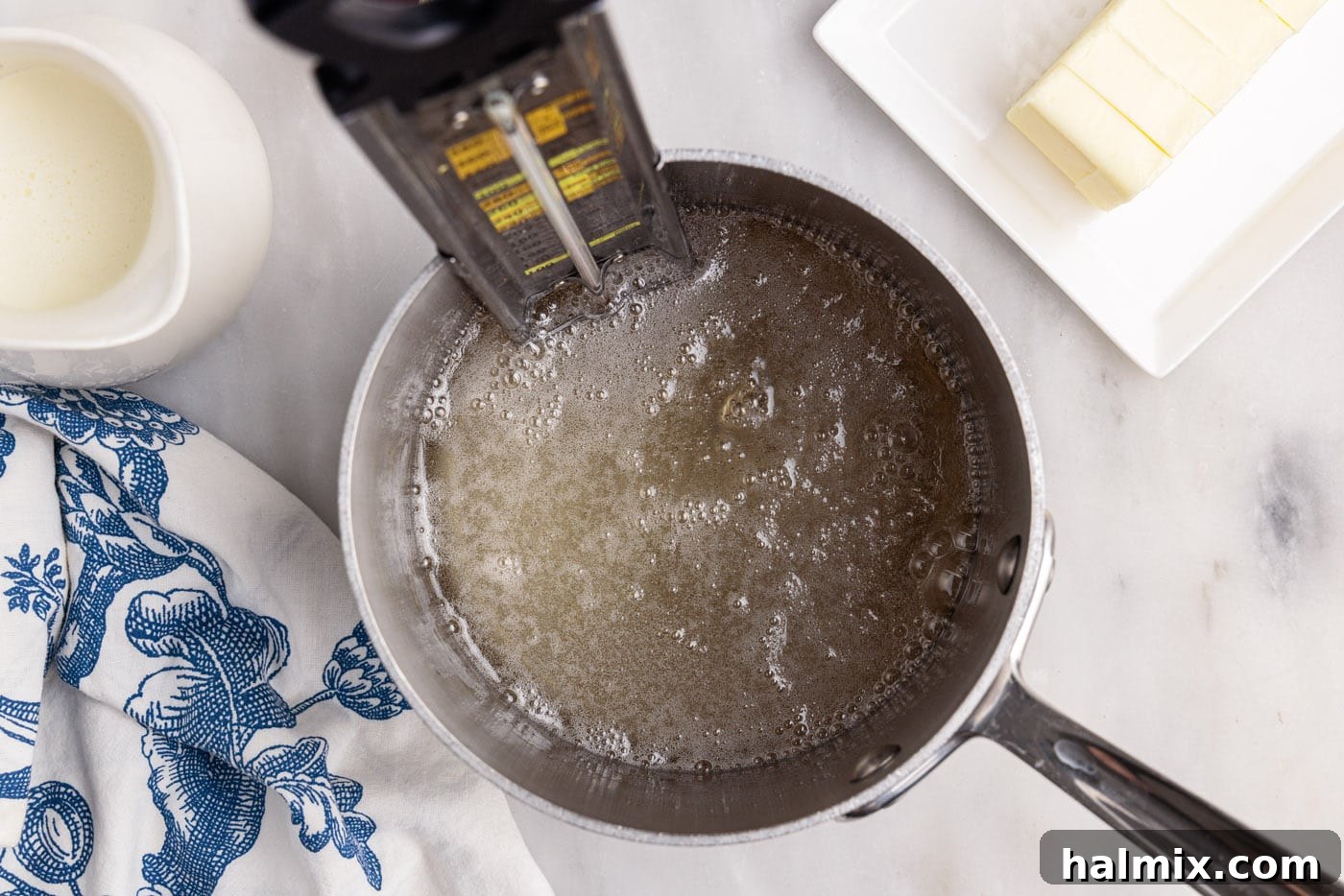 caramel sauce simmering