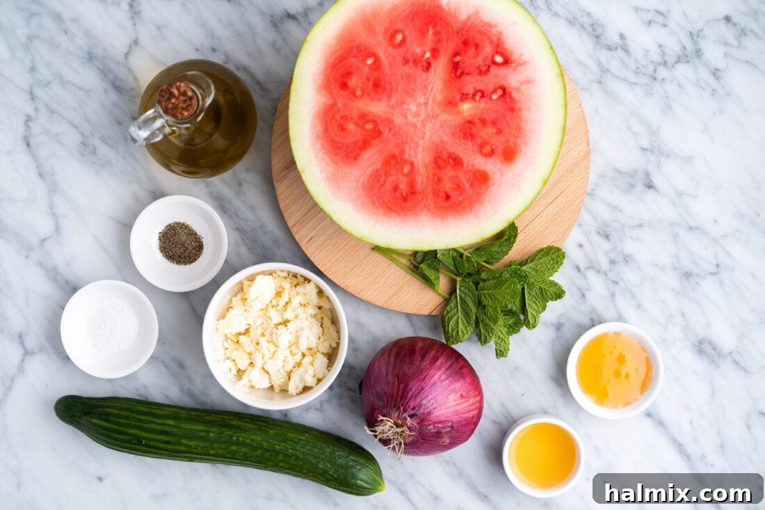 ingredients for Watermelon Salad