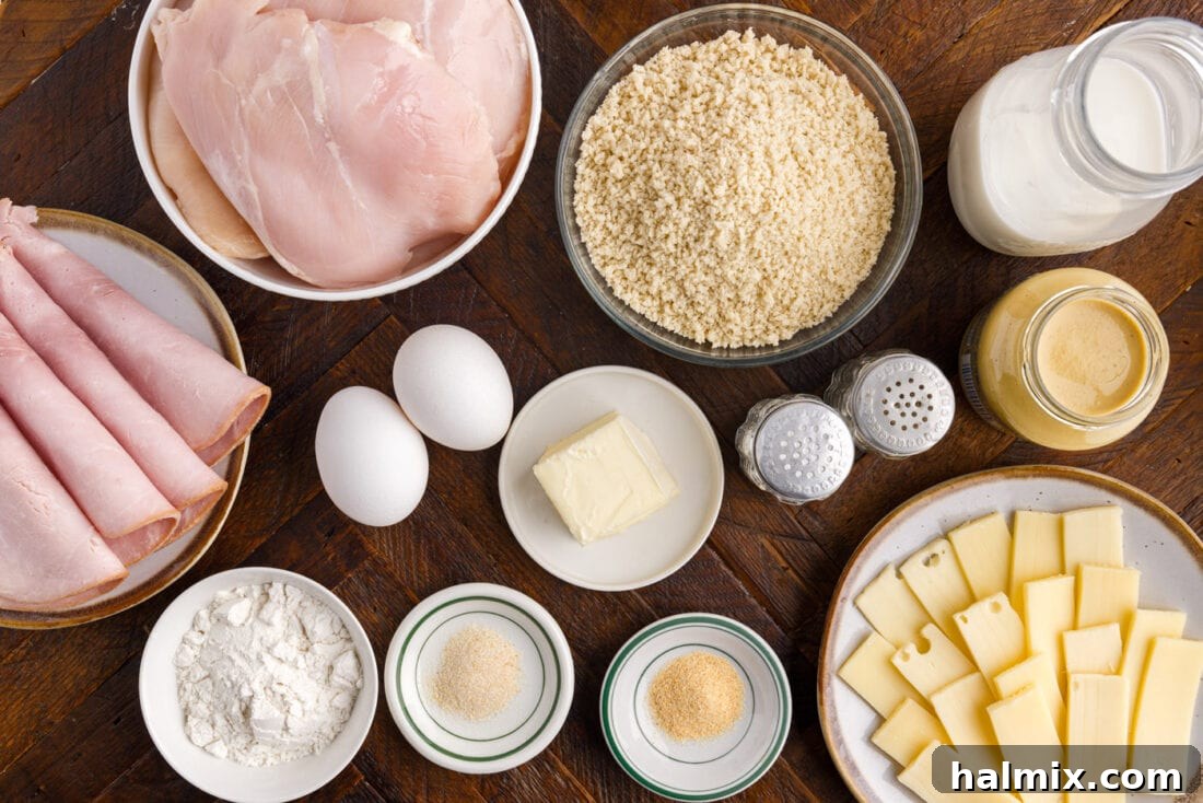 ingredients for Chicken Cordon Bleu