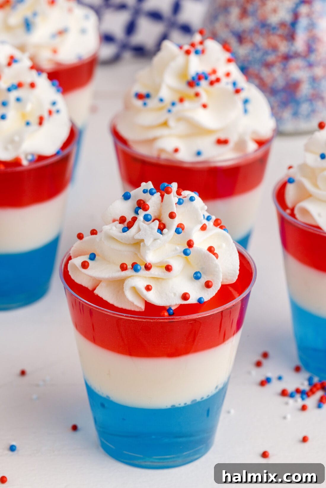 red white and blue Jello Shots