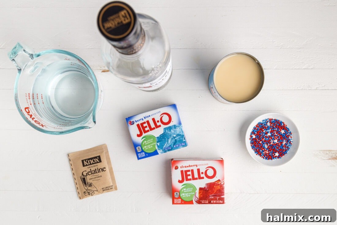 4th of July Jello Shots ingredients