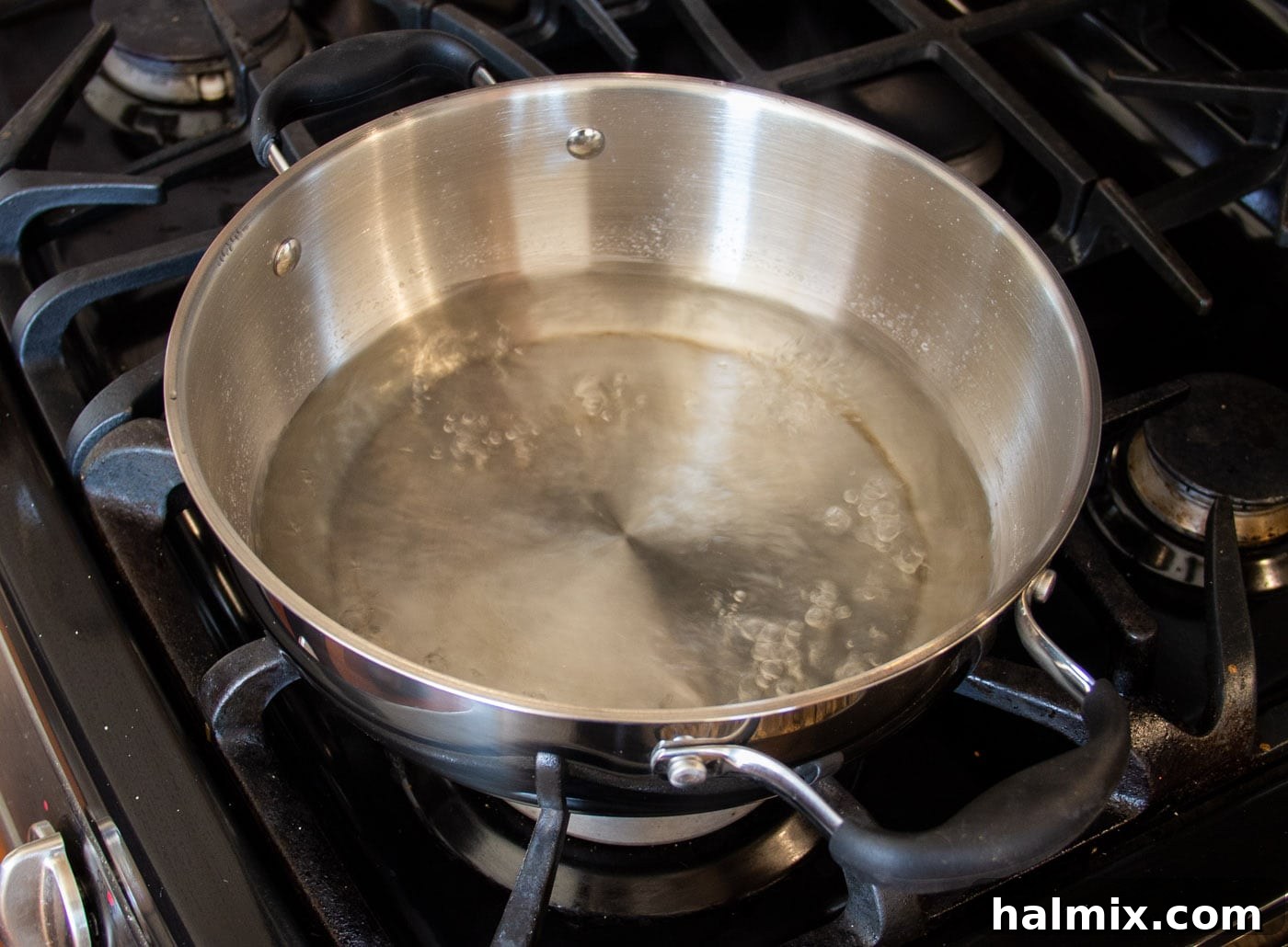 boiling water in steam pot