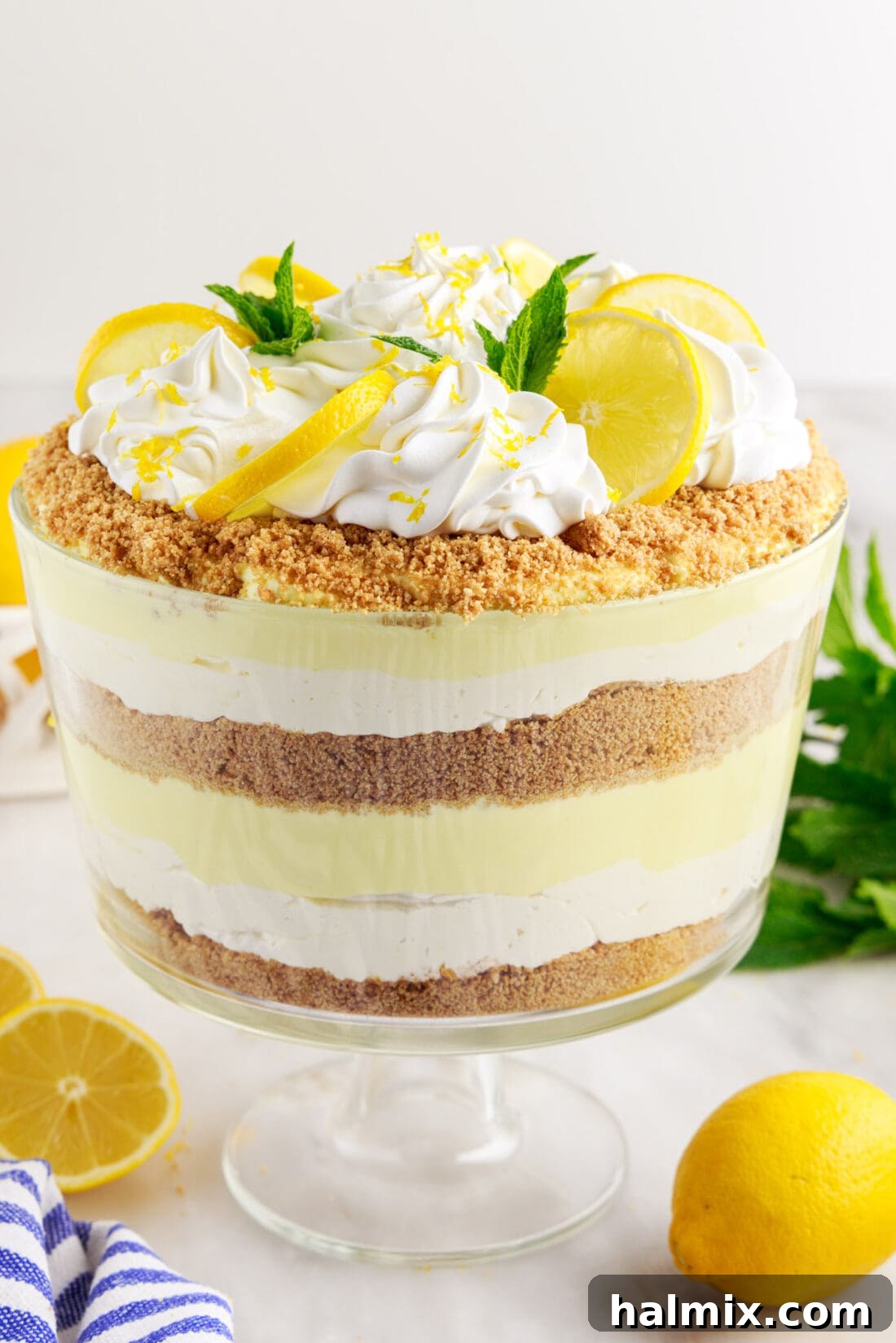 Lemon Lush Trifle with mint garnish