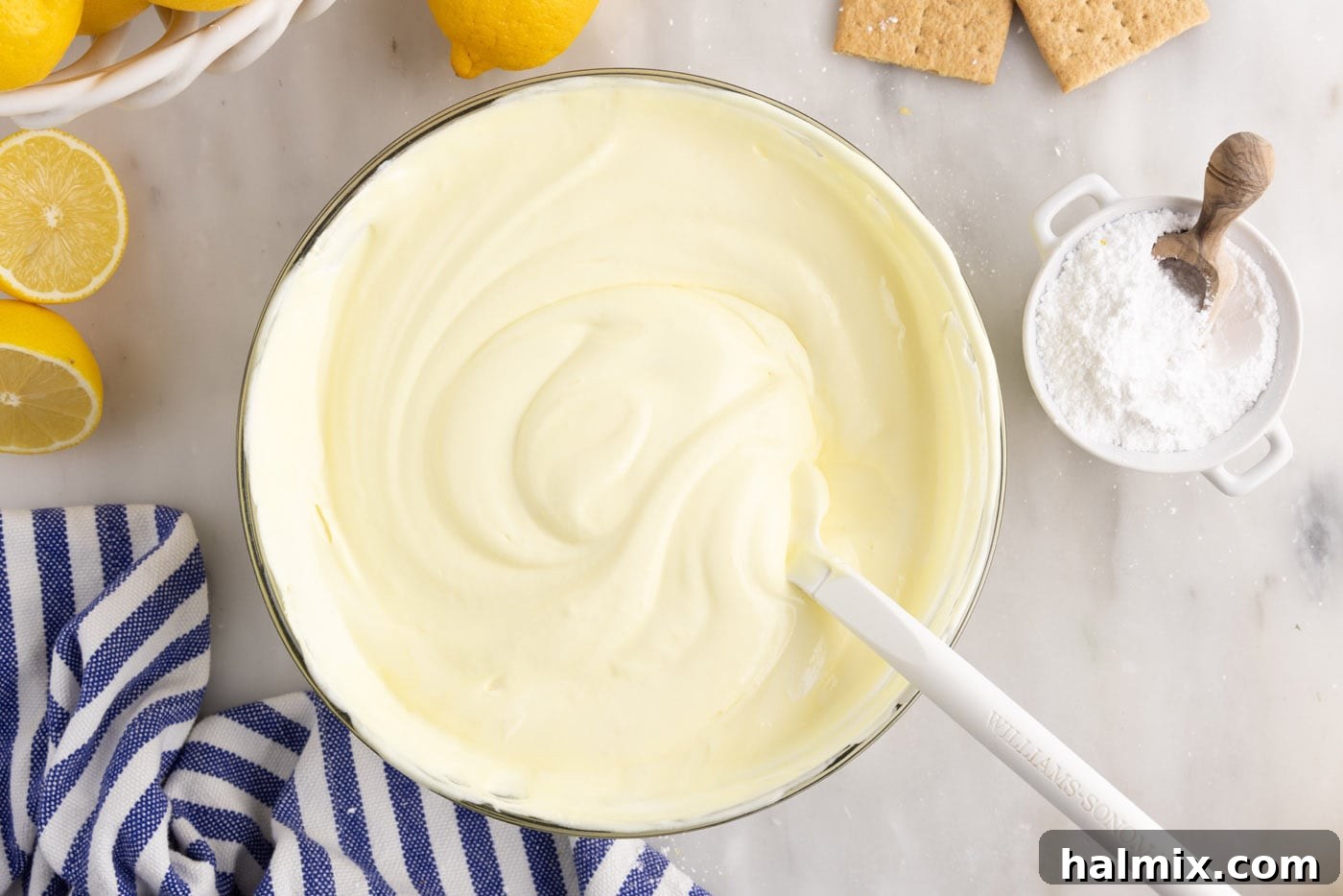 whipped lemon pudding in a bowl