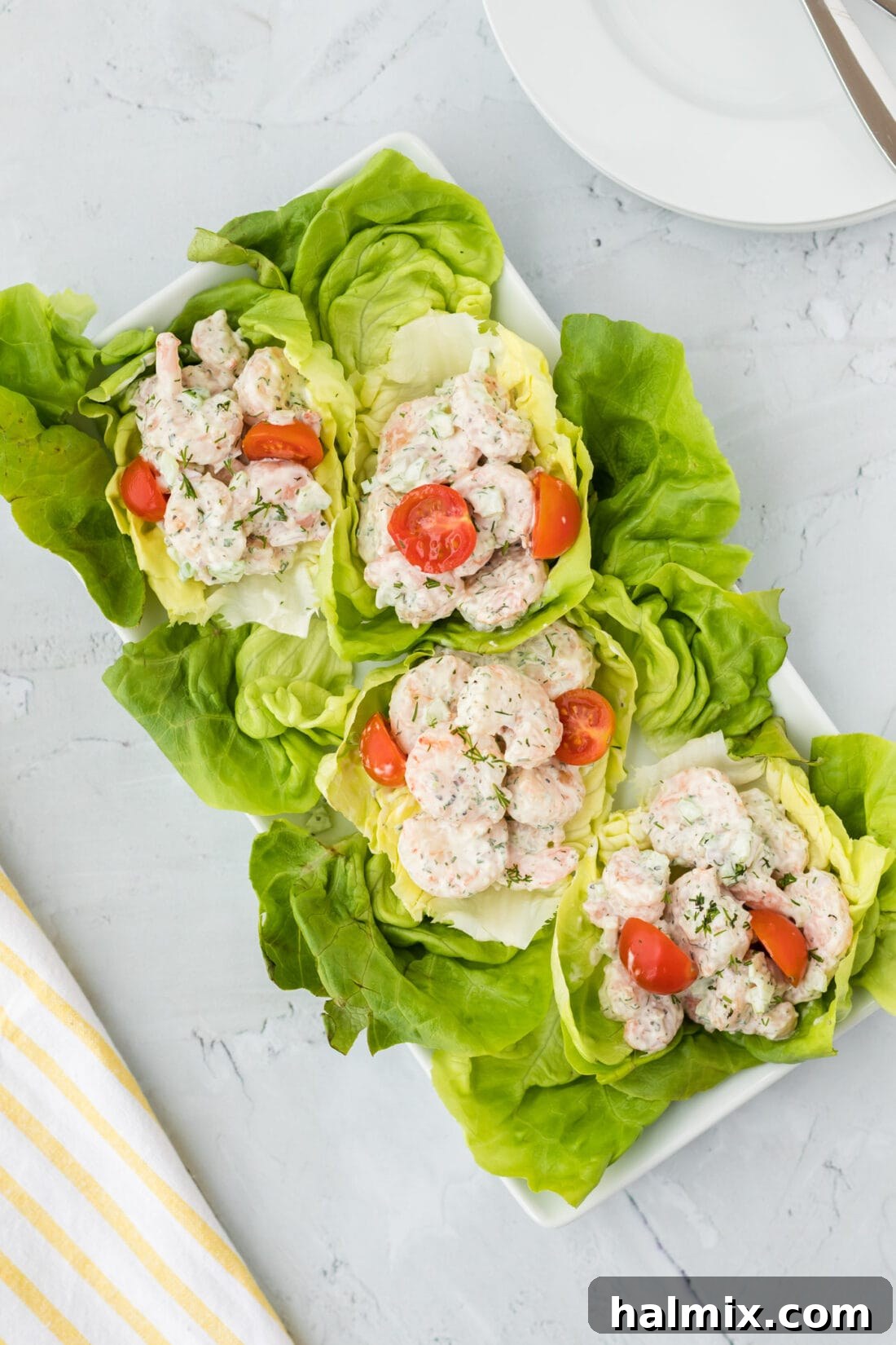 Shrimp Salad on lettuce leaves