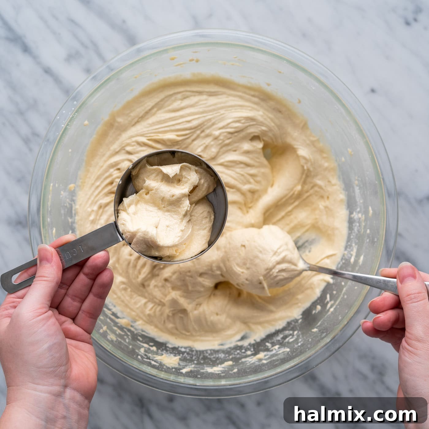 Swirled Delight 10 a cup of yellow cake batter scooped out into a separate bowl