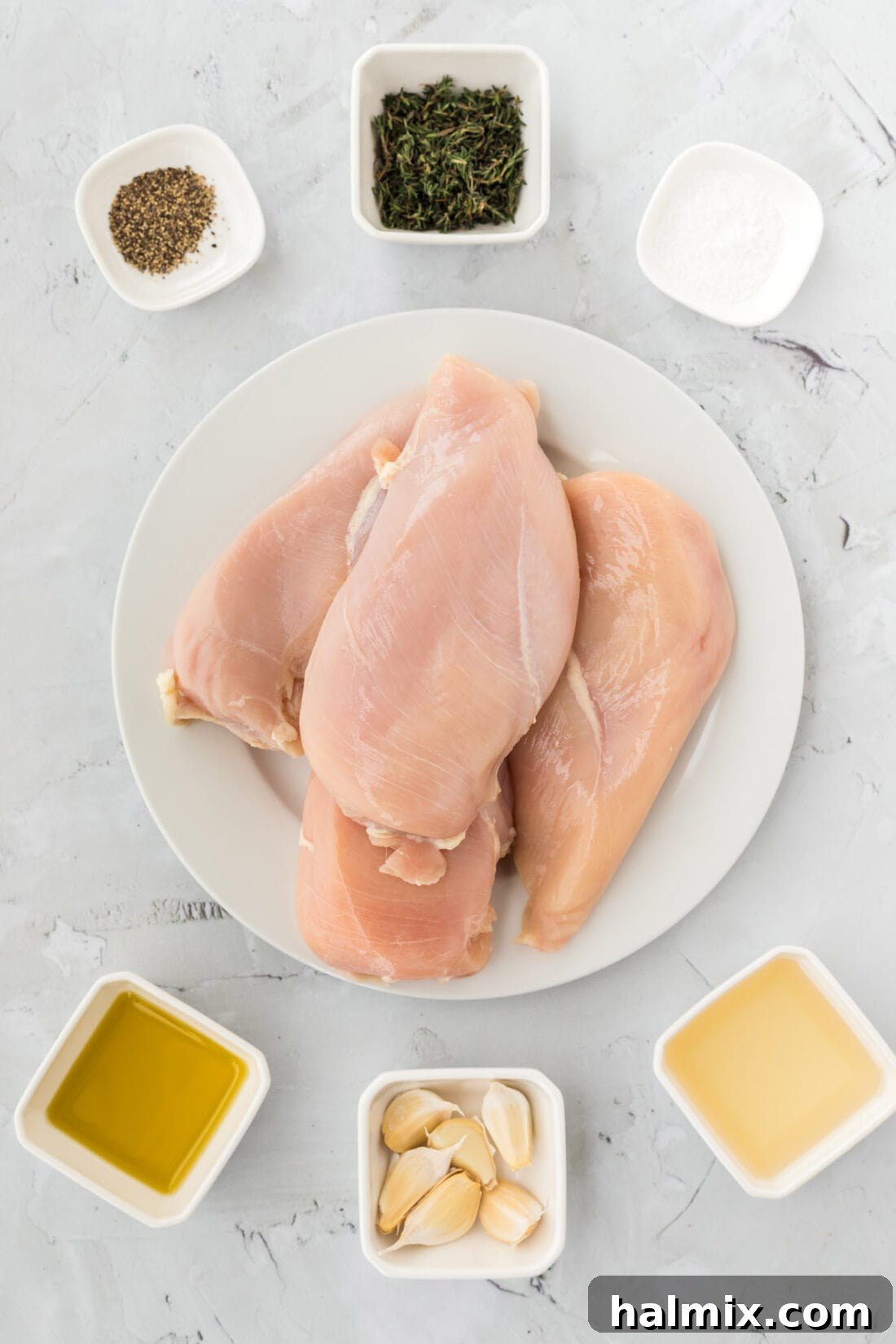Ingredients laid out for Garlic Chicken Marinade