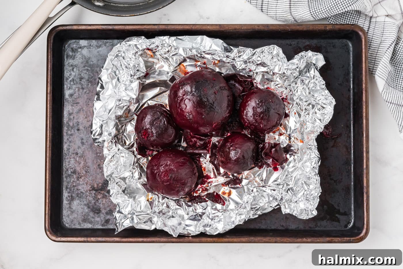 roasted beets in a foil packet