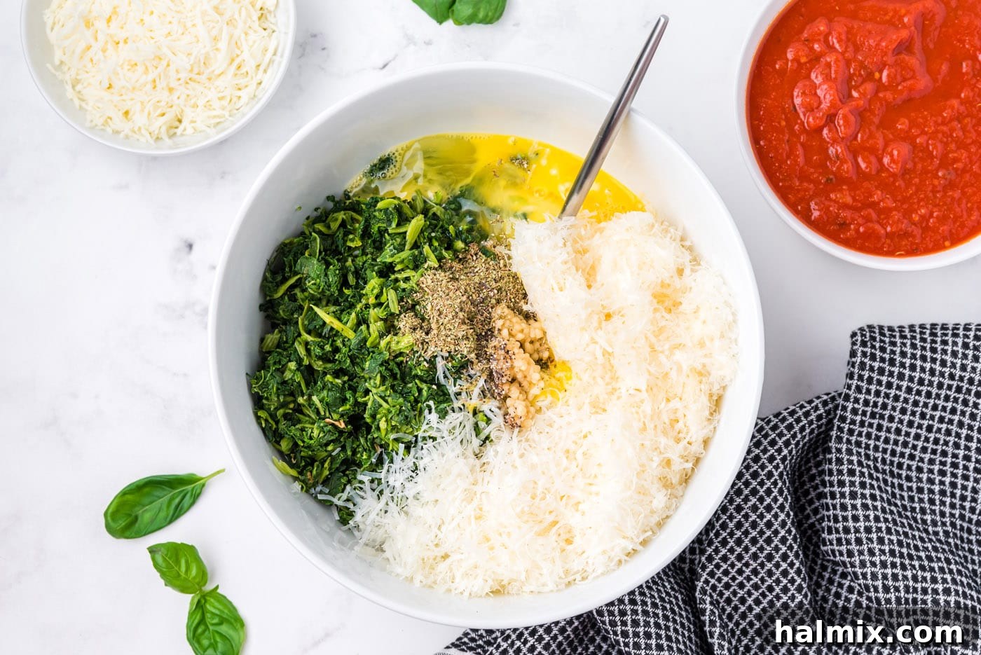 stuffed shells ricotta mixture in a bowl