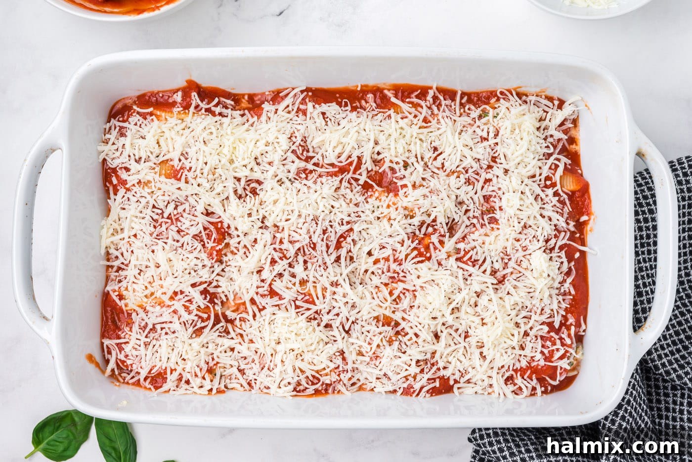 stuffed shells with marinara and mozzarella cheese