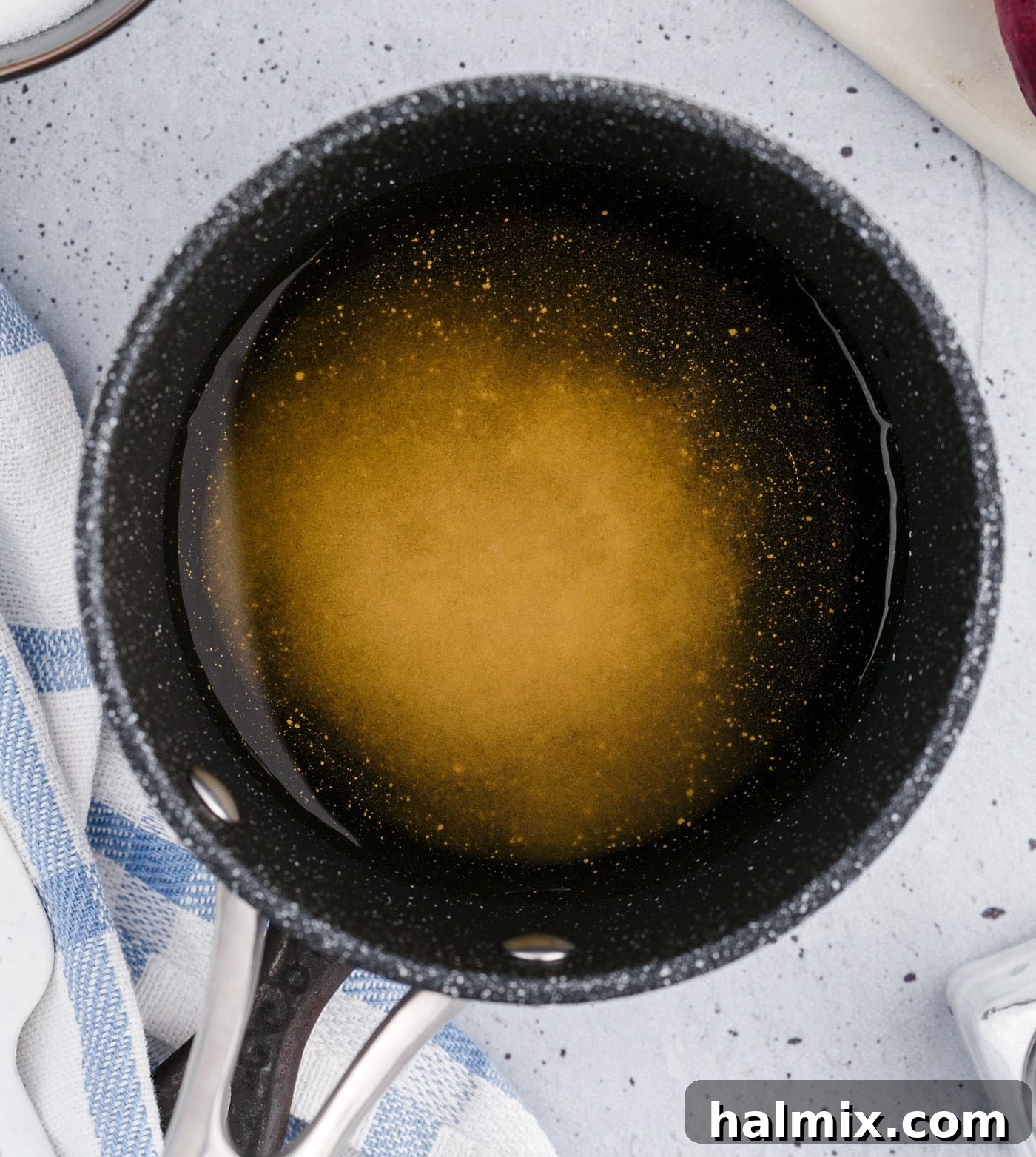 Vinegar mixture in a saucepan