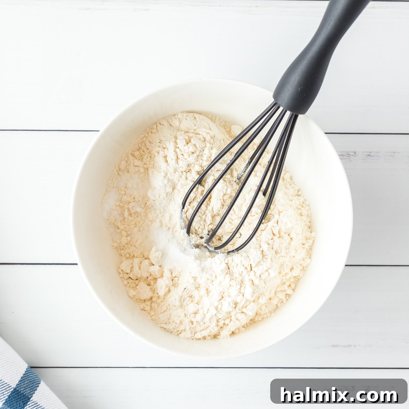 Flour, baking soda, and salt whisked together in a medium bowl for the cookie layer