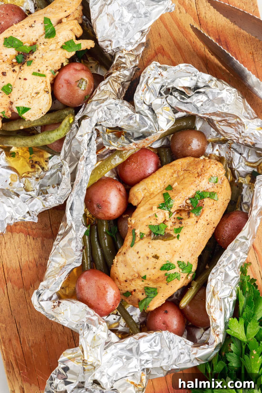 Easy Campfire Foil Meals 3 Delicious chicken and potatoes cooking in Campfire Foil Packets