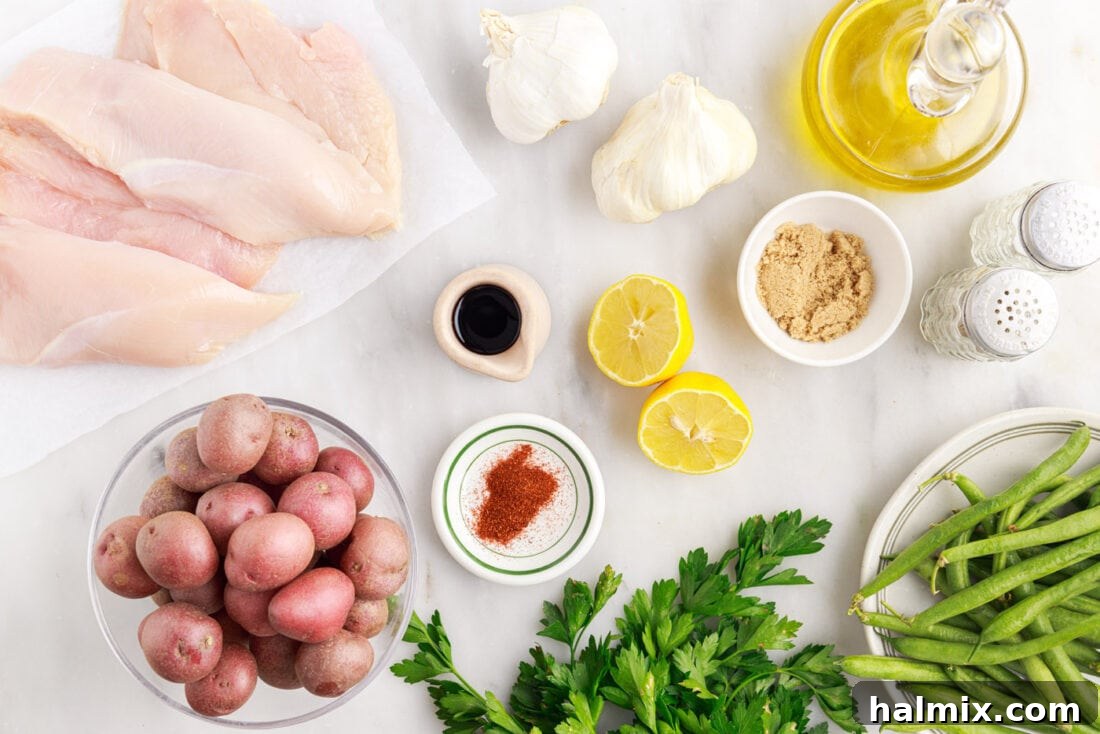 Easy Campfire Foil Meals 4 Ingredients laid out for making Campfire Foil Packets