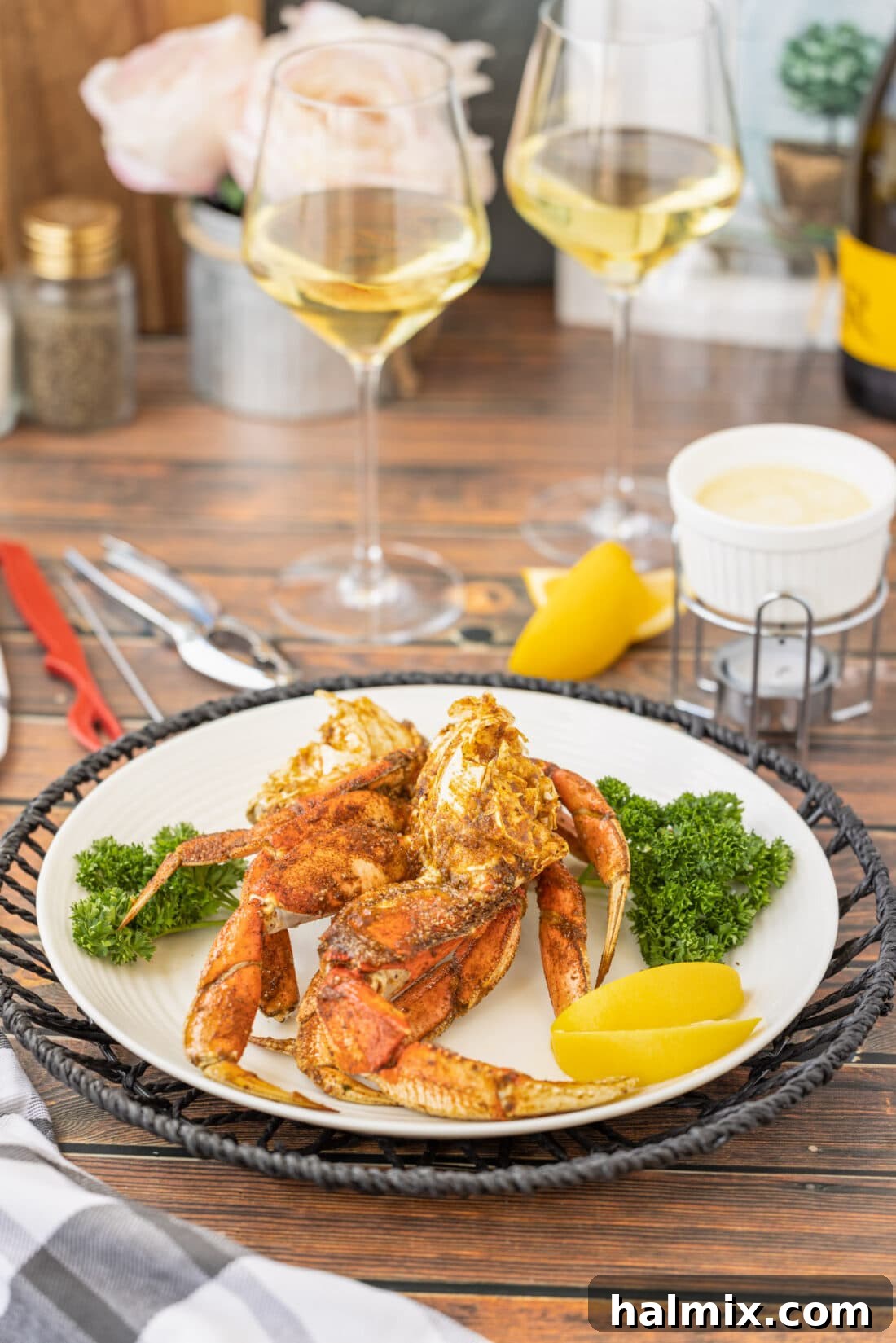 Succulent Dungeness Crab Legs 6 Platter of Steamed Dungeness Crab Legs Ready to Eat