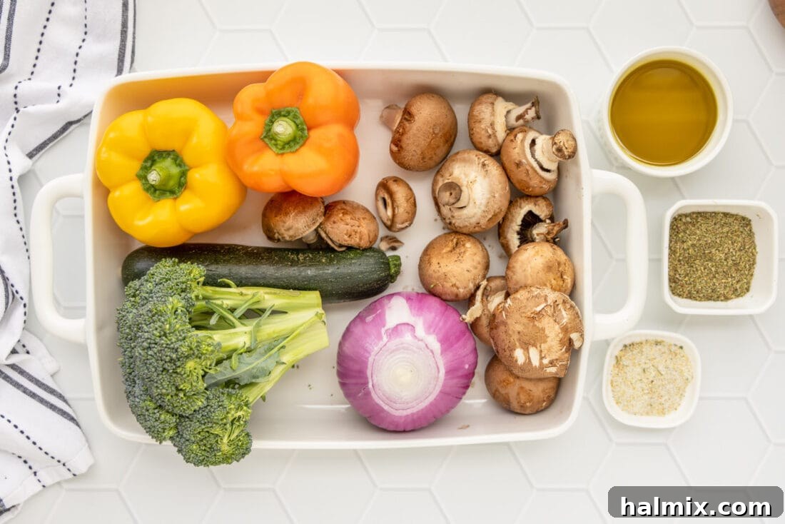 Flame-Kissed Veggie Delights 4 Fresh ingredients laid out on a counter, ready to be prepped for grilling.
