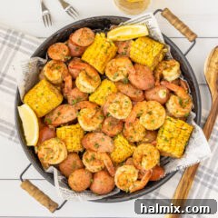 Shrimp Boil presented beautifully in a round platter, ready for a feast.