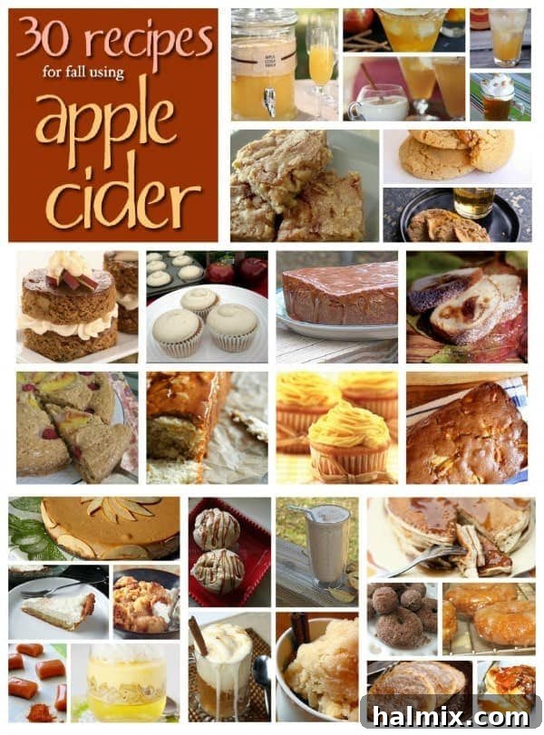 A vibrant collage showcasing various apple cider desserts, including donuts, pies, and beverages, perfect for fall baking