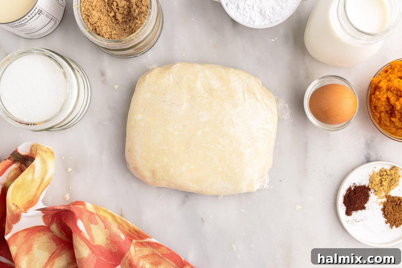 Petite Pumpkin Delights 9 homemade pie dough wrapped in plastic wrap