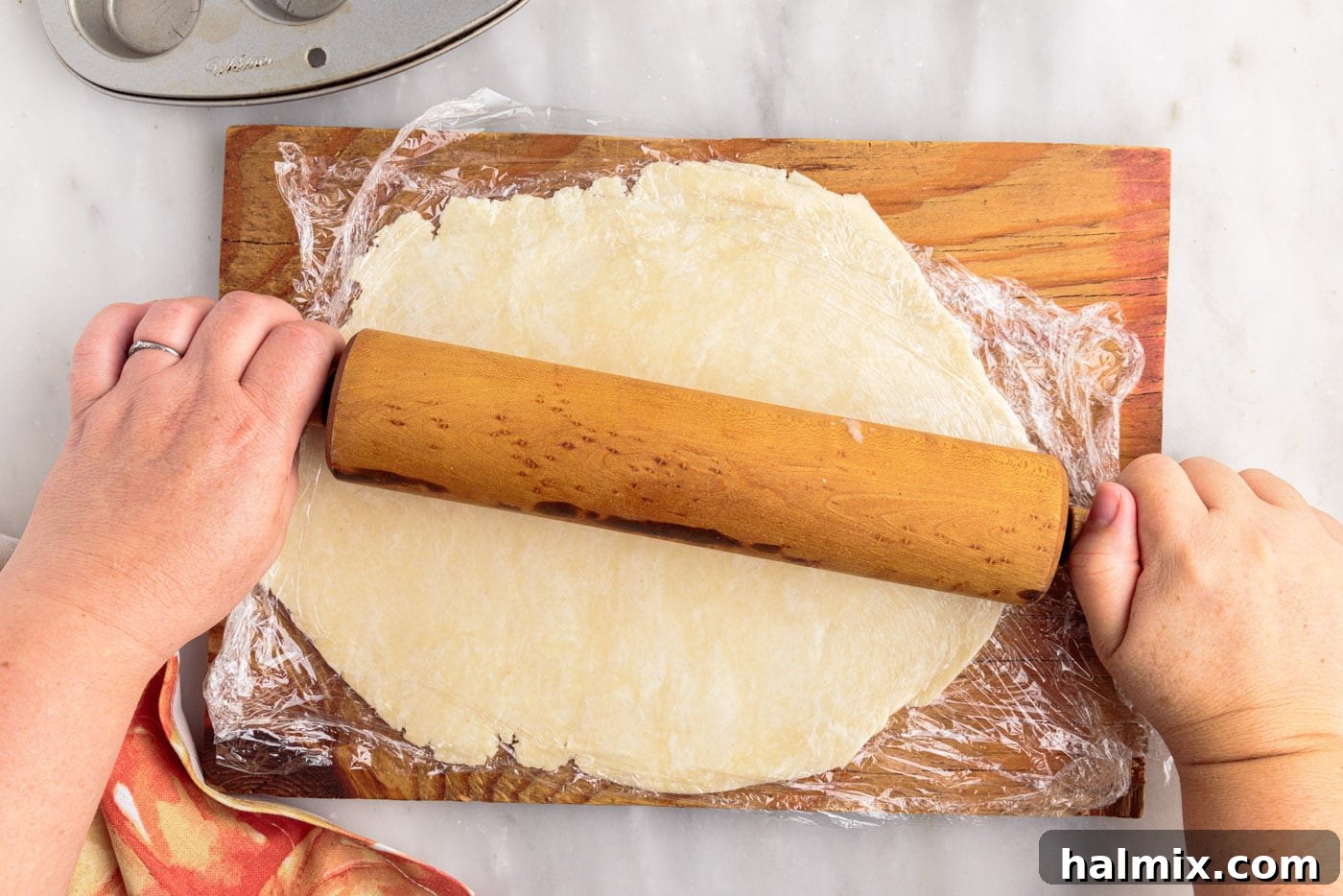 Petite Pumpkin Delights 10 rolling out homemade pie dough