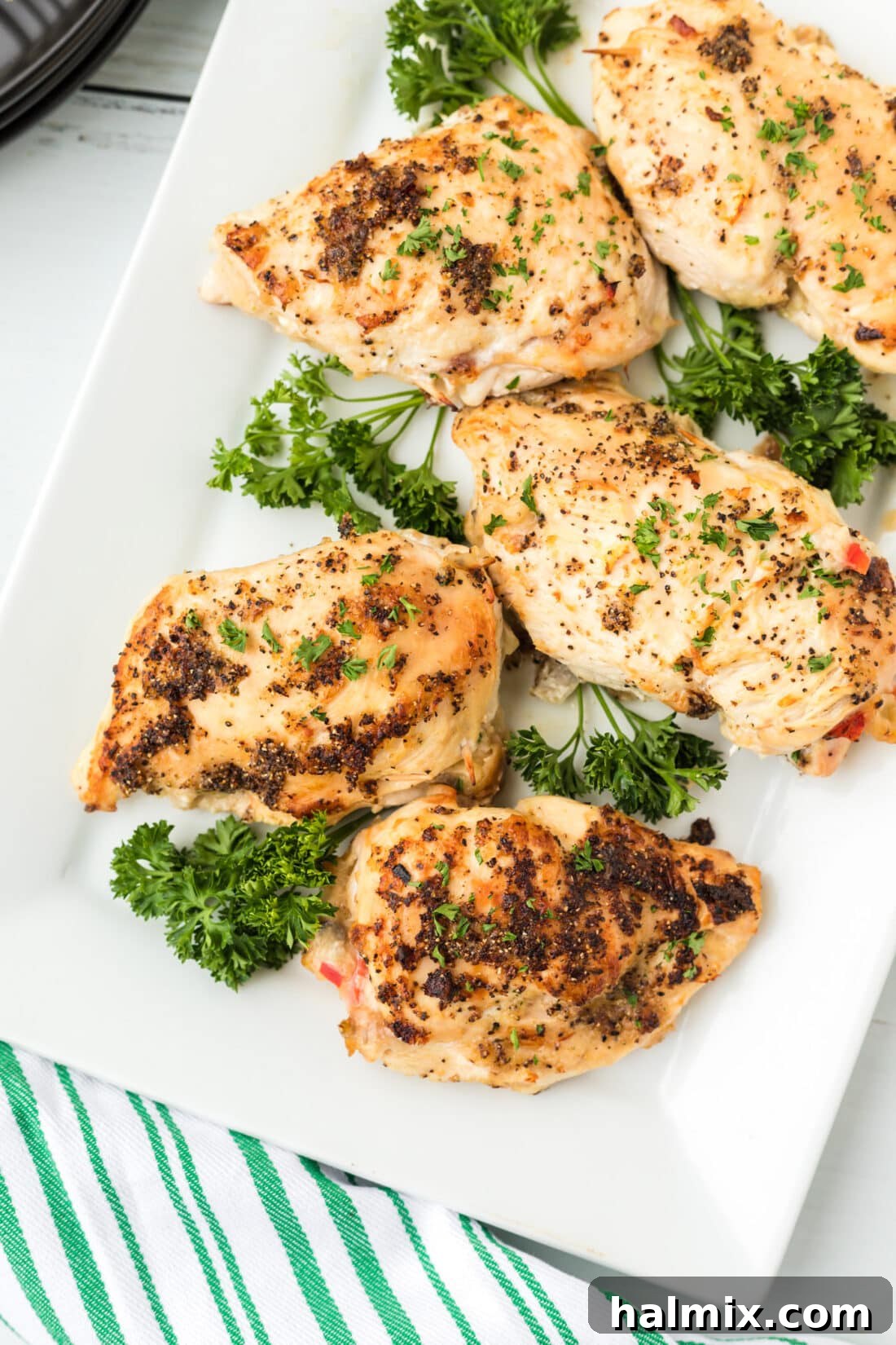 Perfectly Stuffed Chicken Roulade 3 Platter of golden-brown stuffed chicken breasts, ready to serve