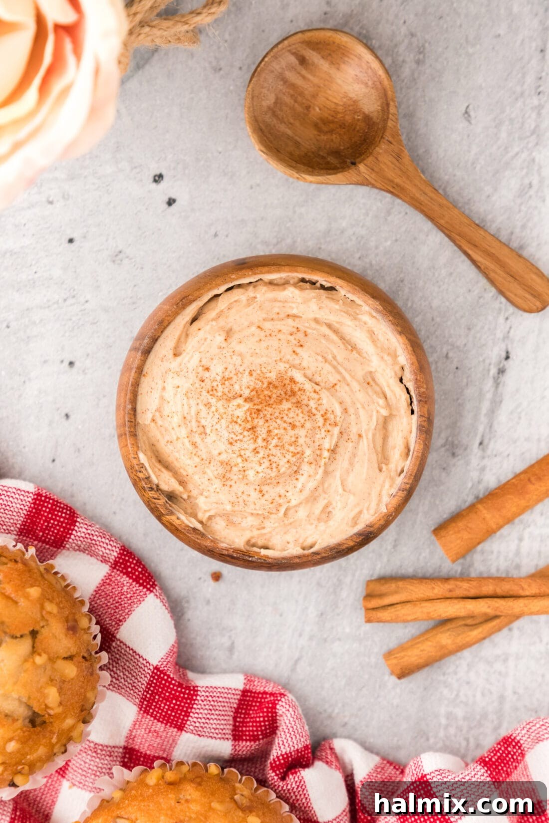Bowl of creamy Cinnamon Honey Butter, ready to be served