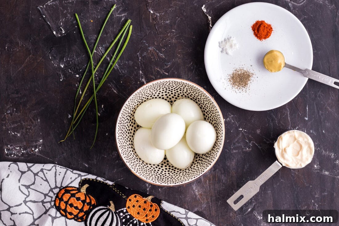 Spiced Pumpkin Deviled Bites 4 All the fresh ingredients laid out for making Pumpkin Deviled Eggs