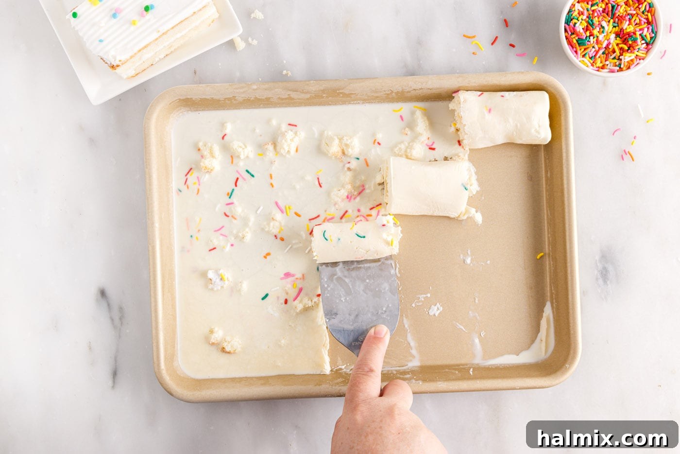 spatula rolling birthday cake ice cream