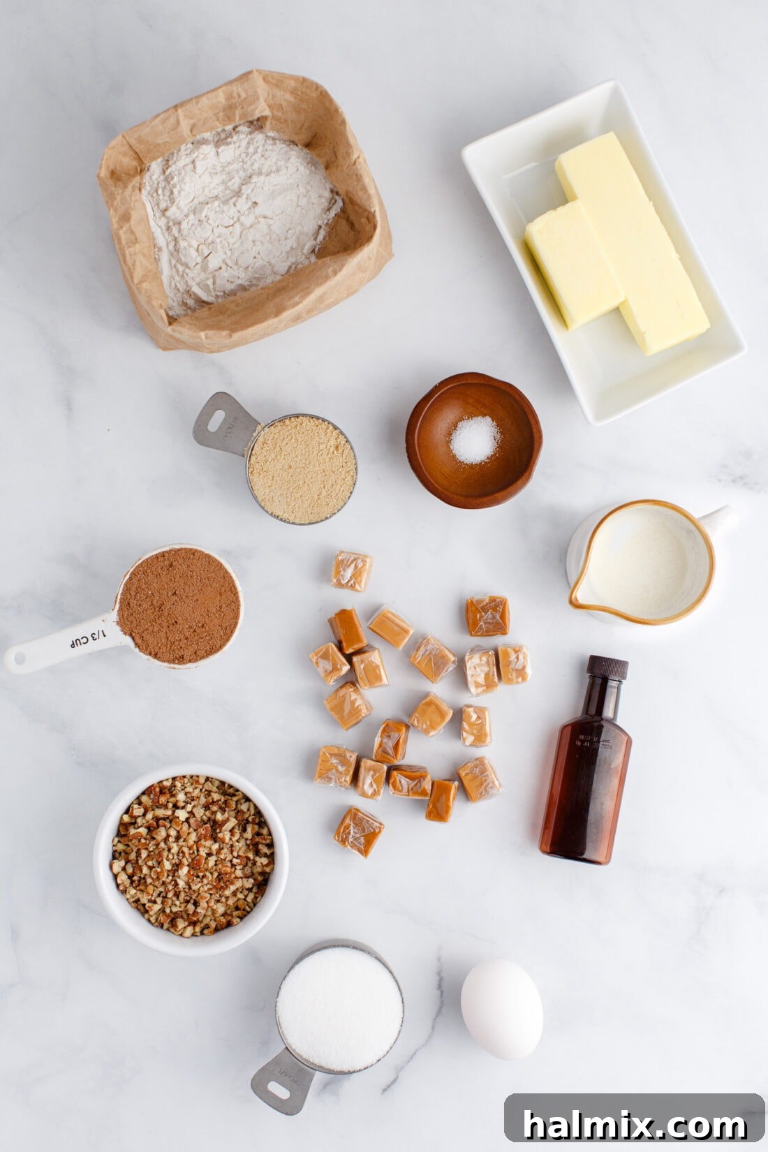 ingredients for Turtle Thumbprint Cookies