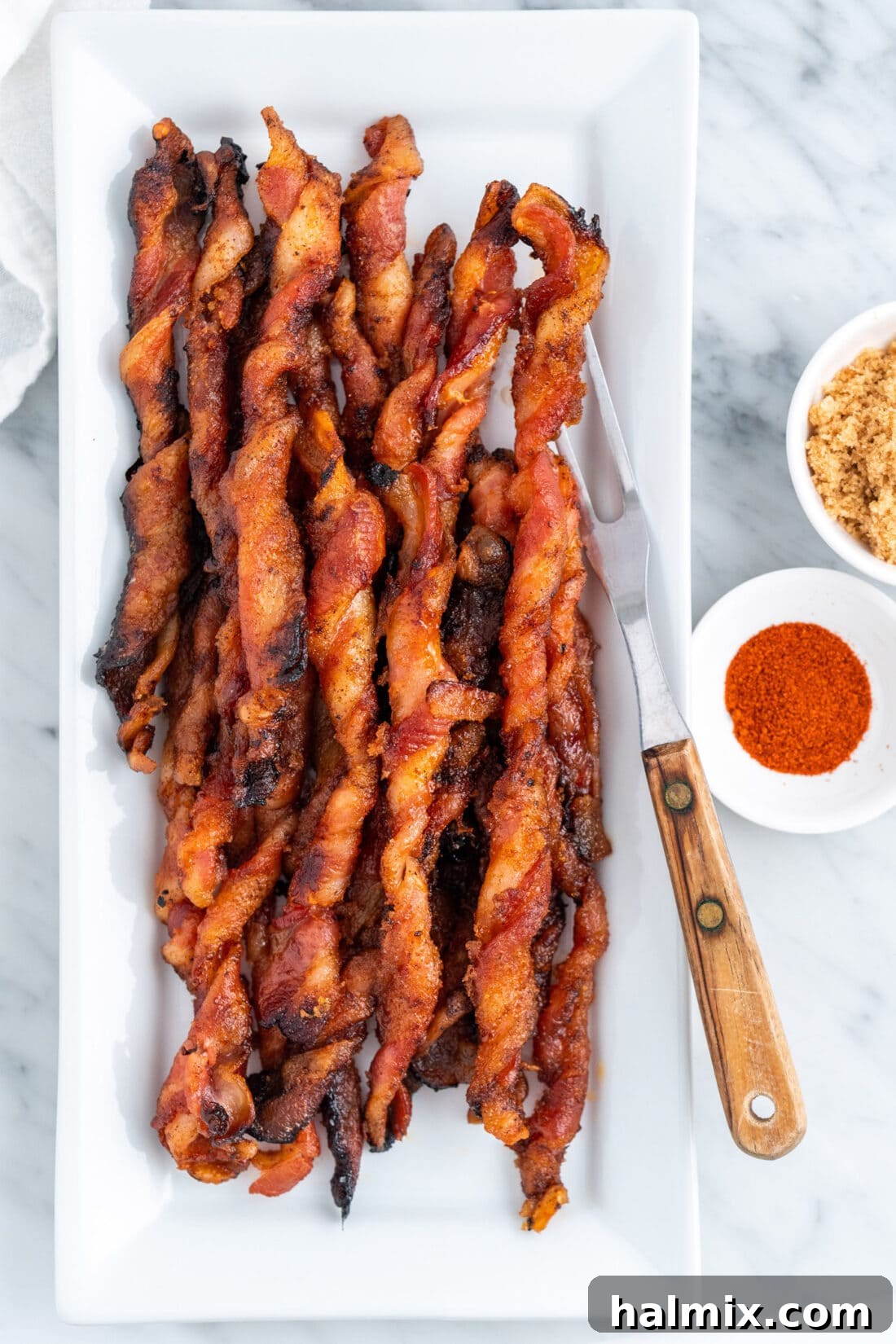 Caramelized Bacon Bites 3 platter of Bacon Twists