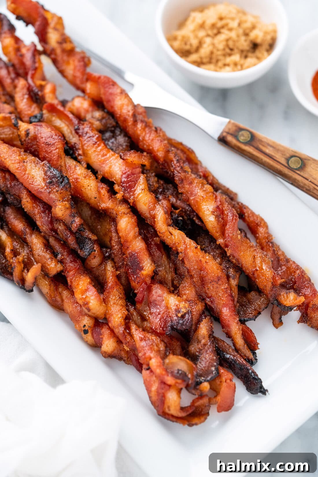 Caramelized Bacon Bites 10 Bacon Twists close up photo