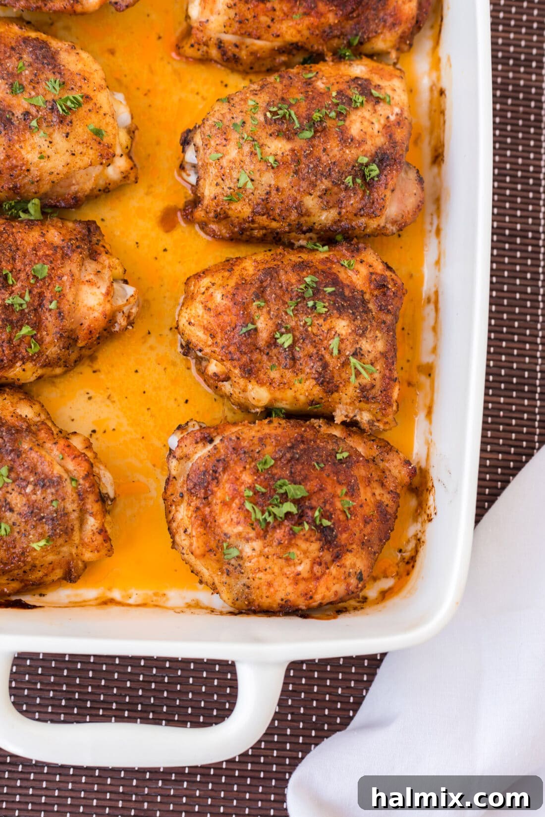 Crispy Golden Baked Chicken Thighs 2 pan of Baked Chicken Thighs