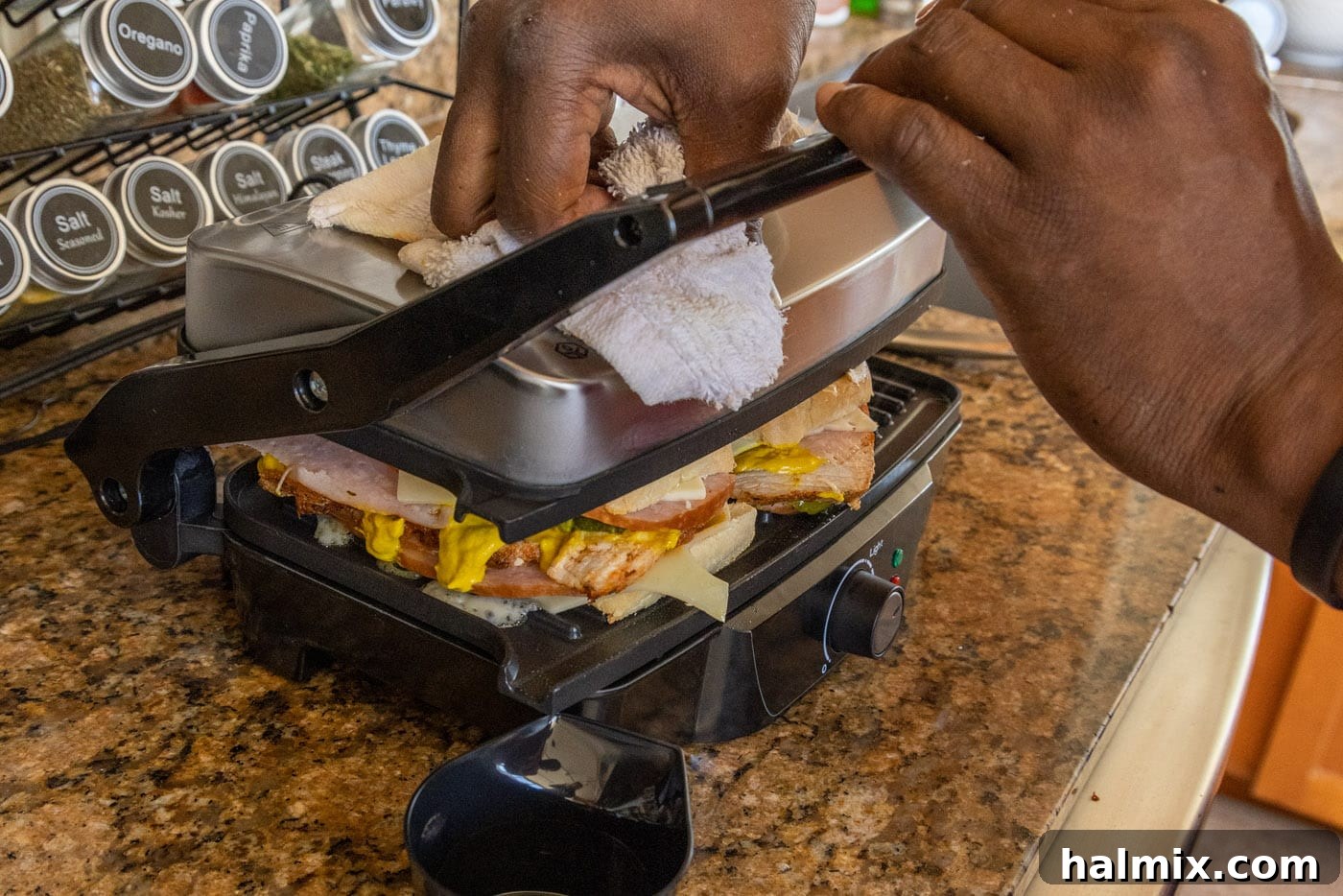 pressing cuban sandwich in a panini maker
