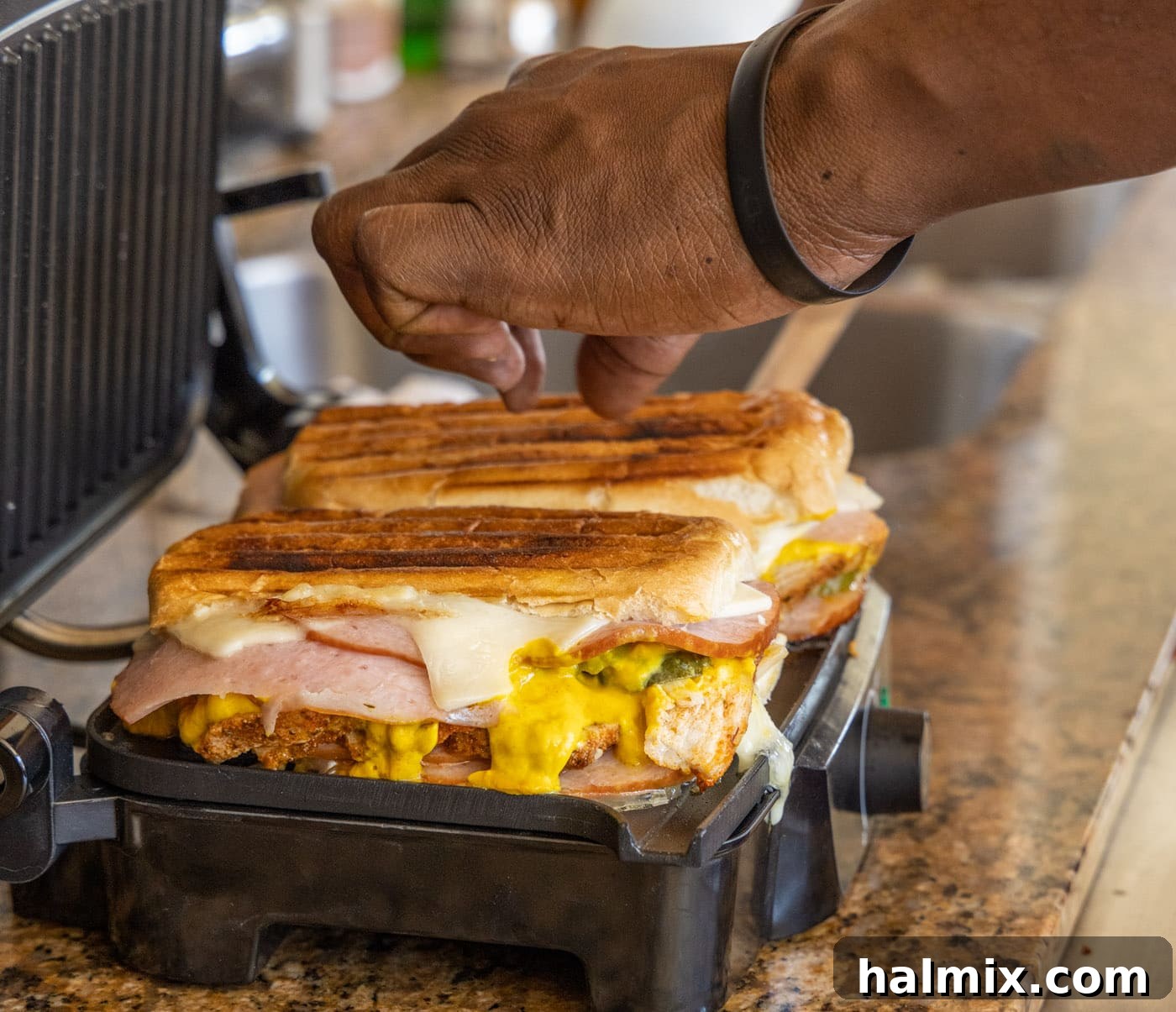 removing Cuban sandwich from panini maker